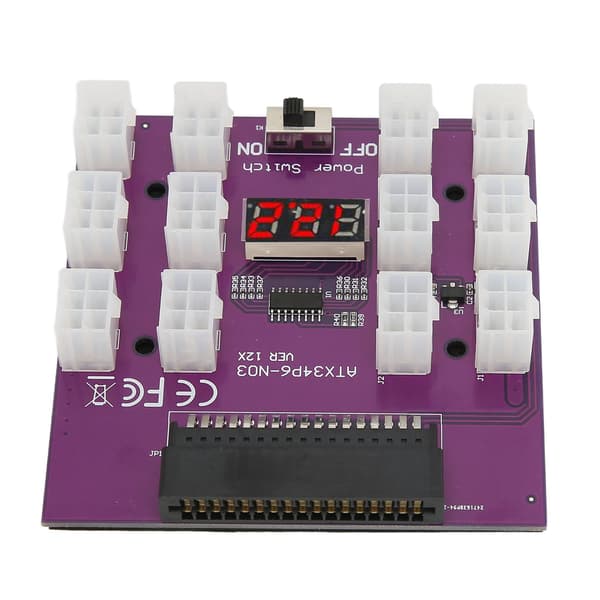 GPU-adapterkort 6Pin 12 porte LED-display 1200W strømforsyning strømstik adapterkort til industri