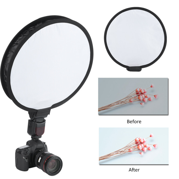 Bærbar rund Speedlite Softbox Diffuser - 40 cm, foldbar, til kamerablitzlys