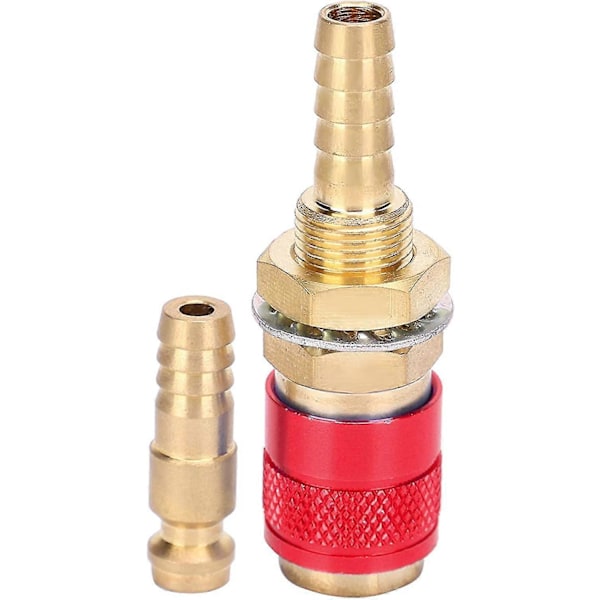 M8 Gas- og vand-hurtigkobling vand- og gasafkølet adapter til MIG TIG brænderfitting svejsebrænderfitting (rød)