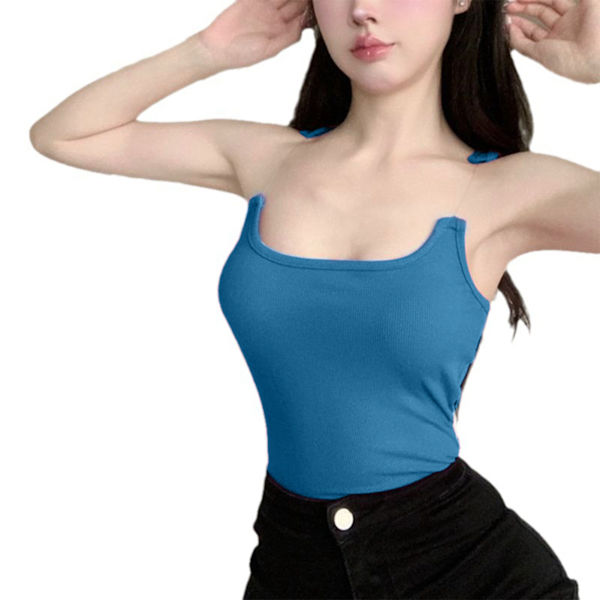 Kvinners Tank Top Adelomorfe Skulderstropper Myk Komfortabel Kvinners Polstret Camisole for Dagligliv Strand Mørkeblå Gratis Størrelse (40‑60kg / 88.2‑132.3lb)
