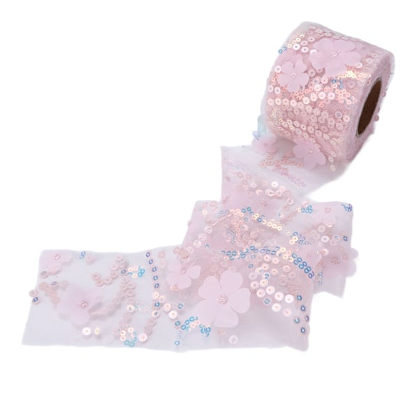Tulle stof DIY håndværk slidstyrke lille flash bærbar polyester pailletter tyl rulle 6cm lyserød