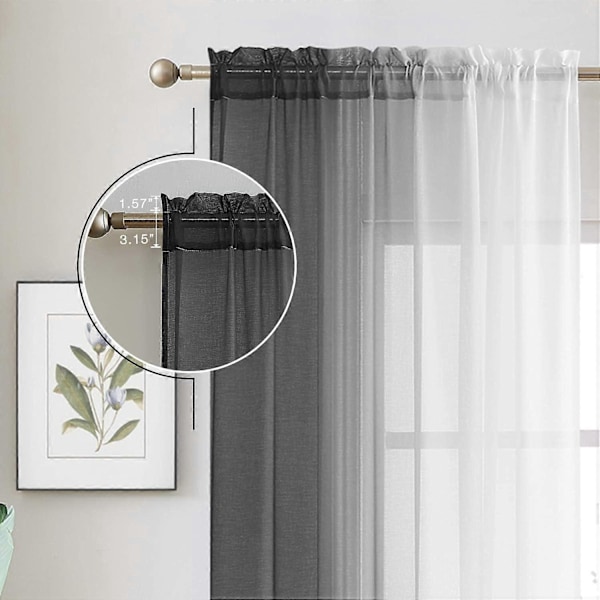 2025 Nye Sorte Ombre Faux Lin Sengetepper for Soverom Stue Stanglomme, 2 Tone Reversibel Gradient Voile Semi Vindusgardiner, Personvern og L