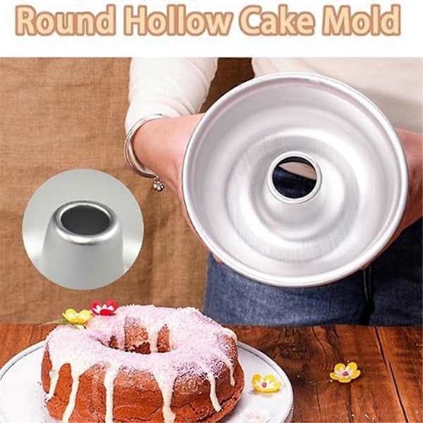 6-tommers kakeform rund non-stick form for pundkake, kompatibel med baking, tube kakeform kompatibel med ostekake, flan, kremkake, kjeks, smultring