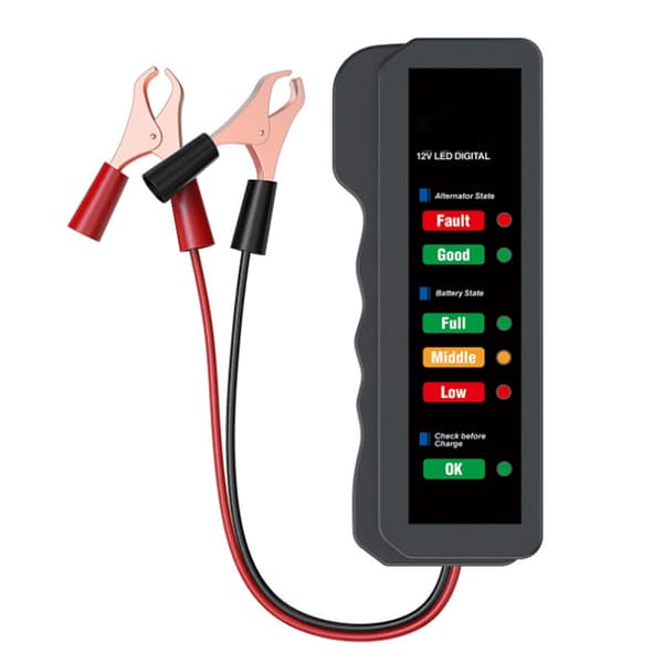 12V Bilbatteritester 6 LED-lys Display Dynamo Tilstandssjekk Bildiagnoseverktøy