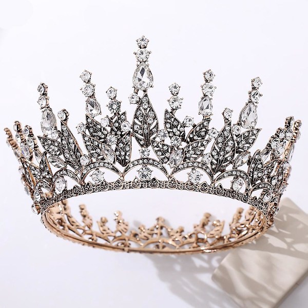 Mørk Gotisk Rhinestone Dronningkrone - Elegant Hodeplagg for Bryllup, Cosplay og Ball