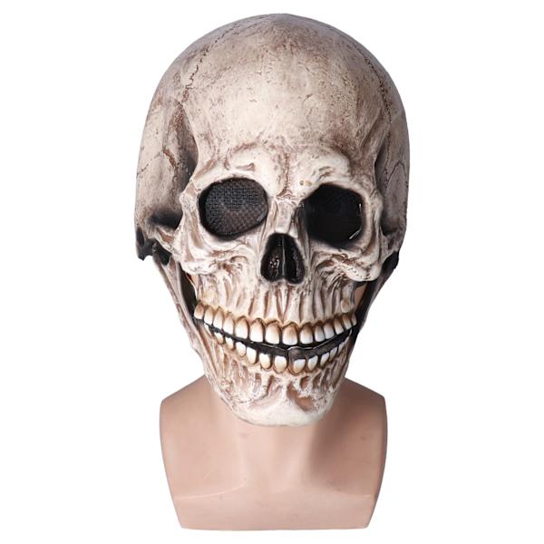 Halloween Dödskallehjälm i Latex med Rörlig Käke, Fullhuvud Dödskallehjälm, Dekoration för Högtidsfester, Cosplay-dräktrekvisita, Mörkgrå