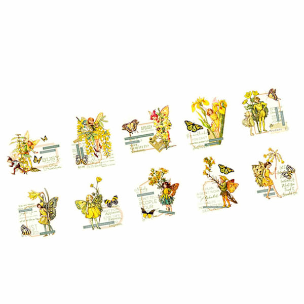 30 ark vintage fe-stickers, blomster fe-stickers til scrapbog, junk journal-artikler, DIY-håndværk, album, bærbare computere, gule