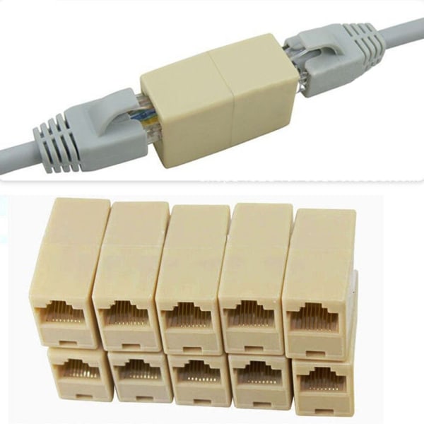 10 kpl Verkko-Ethernet-kaksi suorapää Lan Kaapeliliitin RJ45 Extender Verkkokaapeliliitin