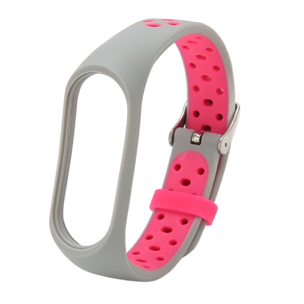 Ersättningsarmband Fullt skydd Justera Storlek Mjuk Silikon Smart Armbandsrem för Mi Band 7 Grå Rosa