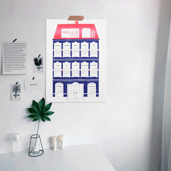 50x70cm Husmönster 2020 Kalender Väggkalender Tyg Hem Studie Bakgrund Dekor