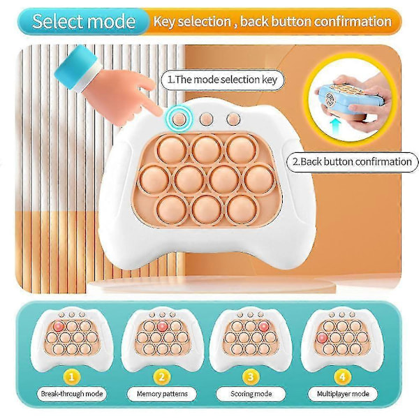 Multi-farve Elektrisk Gennembruds Puzzle Pop It Konsol til Børn - Stress Relief Fidget Legetøj Pink