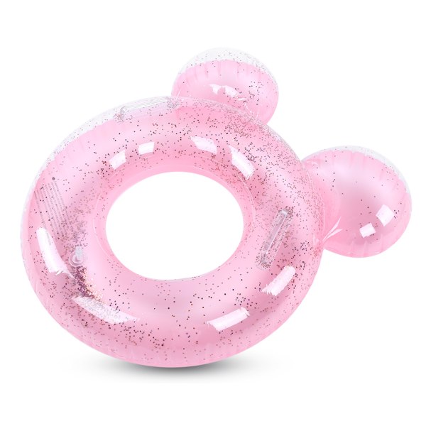 Uppblåsbar cirkel Rosa paljetter Simring Livbojar för barn Flickor Baby lysande Söt flytande säng Pool Sommarleksaker60cm/23,7in