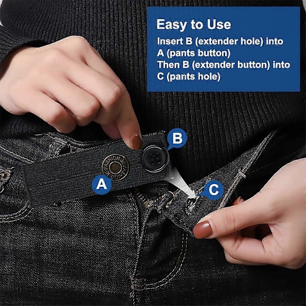 5 Stycken Byxstretchare, Byxknappförlängare, Justerbar Elastisk Gummiknappstretchare, Byxknapp för Graviditetsbyxor Förlängare, För Jeans, Byx