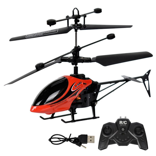 RC-helikopteri, pudotuskestävä, USB-ladattava, lasten, poikien, kauko-ohjattava helikopterilelu sisä- ja ulkokäyttöön, punainen