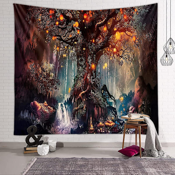 Psykedeelinen vesiputous Tree of Life -seinätapetti - Fairy Wall Decor -peitto