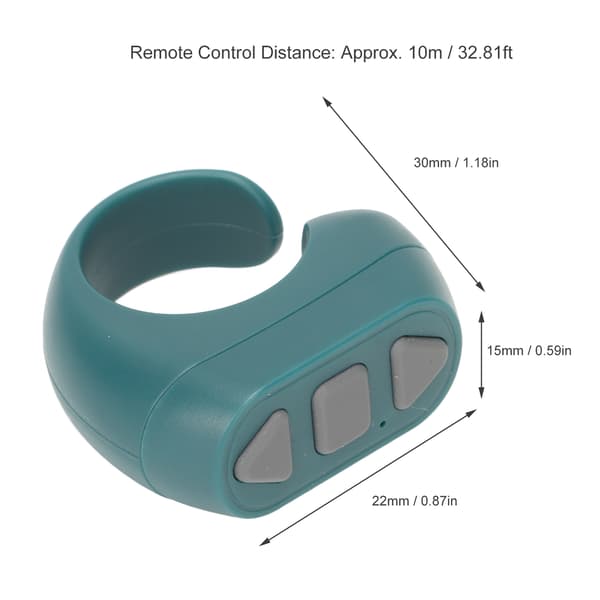 Fjernkontroll Sidevender Bluetooth 4.0 Ringkontroller 2.4‑2.4835GHz for Telefon APP