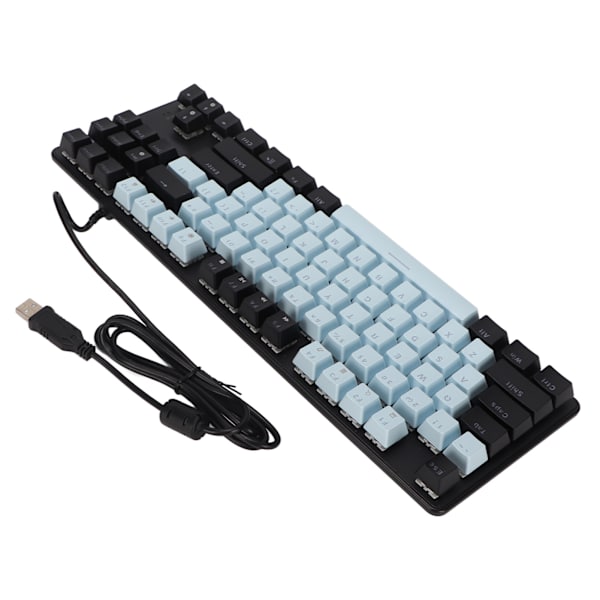 Mekanisk speltangentbord Blå brytare 87 tangenter RGB-bakgrundsbelysning USB-kabelansluten mekaniskt tangentbord för bärbar dator stationär dator Blå Svart