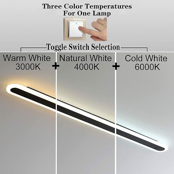 LED Lang Væglampe, 40CM 15W Indendørs Væglampe, 3 Farve Dæmpning Lys RA≥85 Moderne Væglampe, Design Væglampe til Soveværelse Stue Trappe Gang AC17