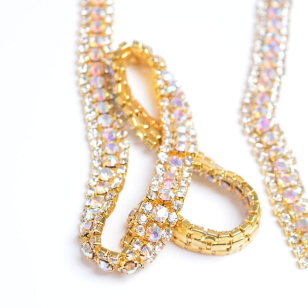3 rader diamantnett wrap rull glitrende krystallrhinestonebånd bryllupskjoledekorasjon