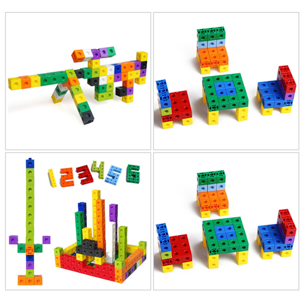 100 st 10 färger Barn Multi Linking Counting Cubes Snap Blocks Barn Tidig Utbildning Byggstenar Leksaker