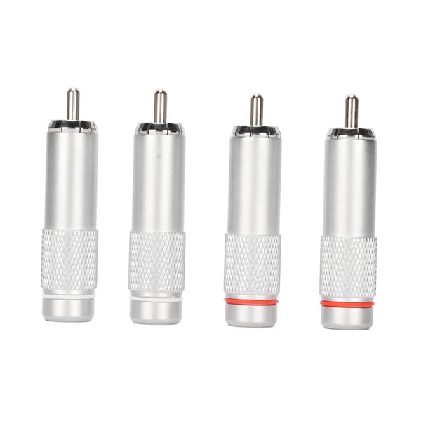 4 stk. RCA lydstik DIY forkromet lavt tab svejsning RCA hanstik til professionelt lydudstyr