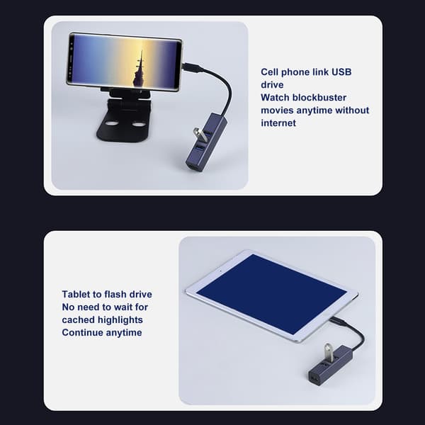 4 i 1 USB C Hub RJ45 Gigabit Ethernet Port 3 USB Porte USB C til Ethernet Adapter med Opbevaringshul til Bærbare Computere Tablets