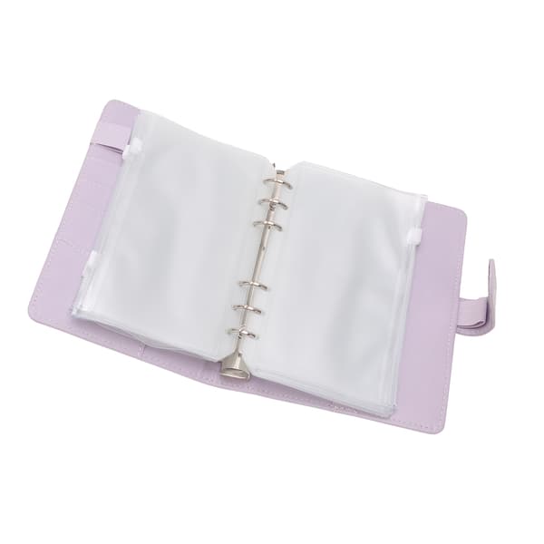 A6 Budget Binder A6 Binderlomme Lynlåstaske Notesbog PU Læder Budget Notesbog Kontantkuvert Budget Håndbog Lilla