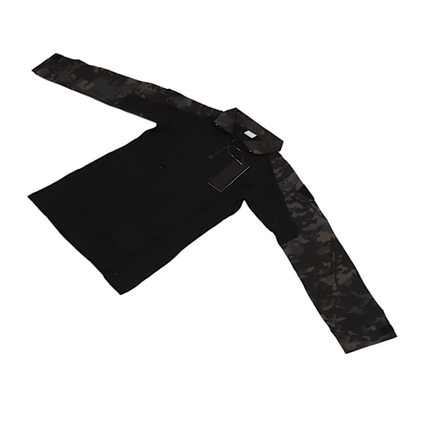 Taistelupaita pitkähihainen vetoketjullinen unisex puuvilla polyesteri hengittävä kyynärpäätyyny olkatasku taisteluvaatteet cosplay-naamiointi musta L
