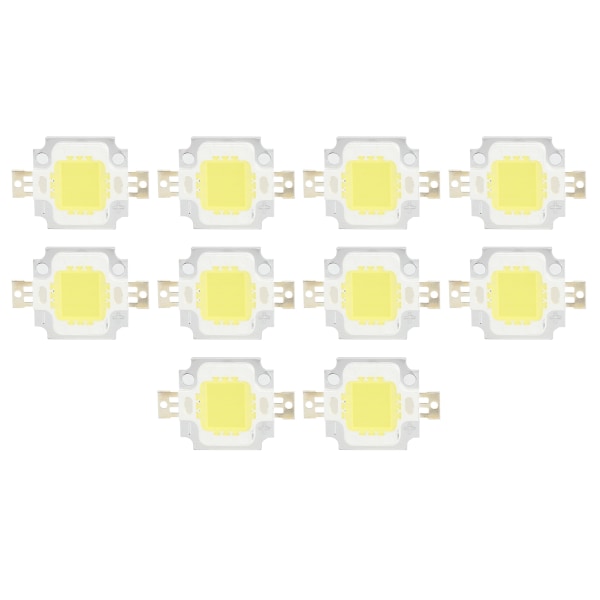 10 STK COB lyskilde 10W /6500K integrert LED-brikke 12V/700mA for DIY-lampetilbehør Rent hvitt lys