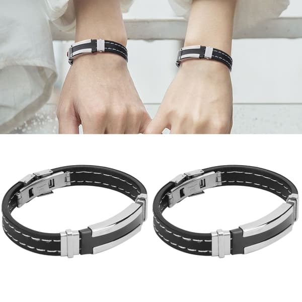 2 stk. rustfrit stål silikone armbånd mode mænd justerbart armbånd smykke tilbehør