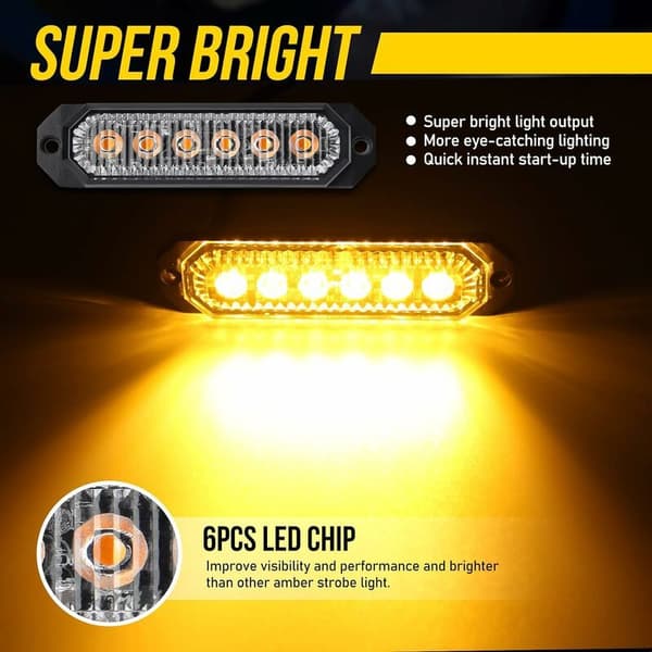 4 stk. Nødblinklys Ravfarvede Blinklys LED Advarselslamper 12/24V til Bil Lastbil Trailer (CB-01)