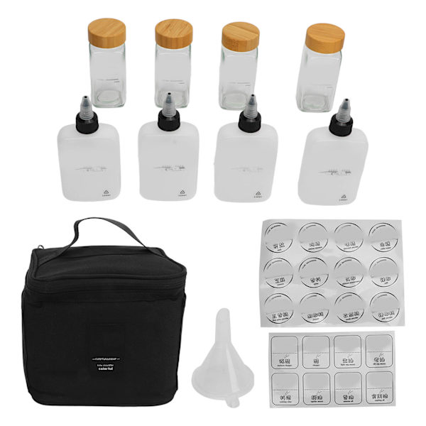 Camping kryddflaska kit utomhus picknick kryddbehållare förseglad krydda krydda dispenser svart