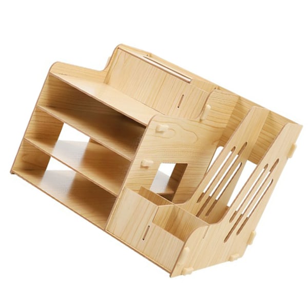 Skrivebordsarrangør Multipurpose Modern Simple Style Træ Skrivebordsopbevaring Hylde til Hjem Skole Kontor Hvid Ahorn