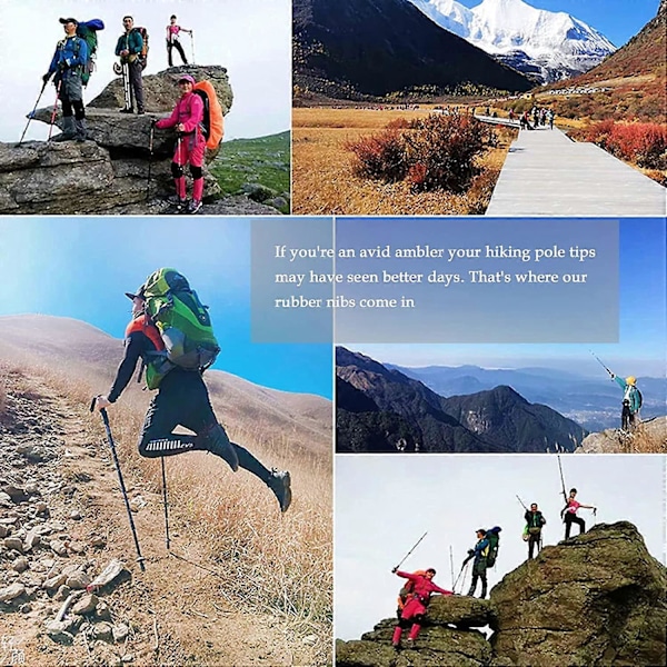10 stk. Gummipropper til vandrestave, Vandrestavs dupsko, 11 mm reservedels gummistaveender Trekkingstave hætter, til vandring, camping, klatring (sort