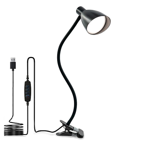 Fleksibel skrivebordslampe med 3 farvetilstande og dæmper - Perfekt til læsning og brug ved sengen
