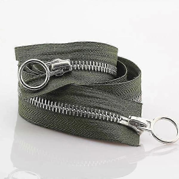 5# 70/90cm Metallynlås Dobbelt Skyder Rund Ring Lynlås Til DIY Syning Tøj sort black 90cm