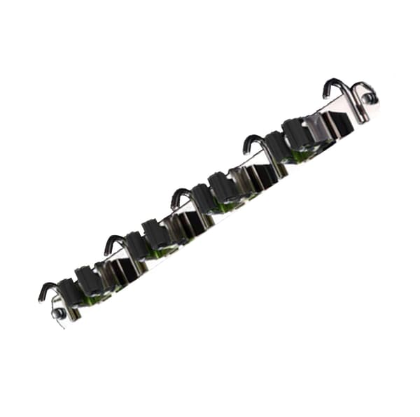 Hulfrit vægmonteret moppe- og kosteholder 4 klips 5 kroge rustfrit stål moppe- og kosteholder sort