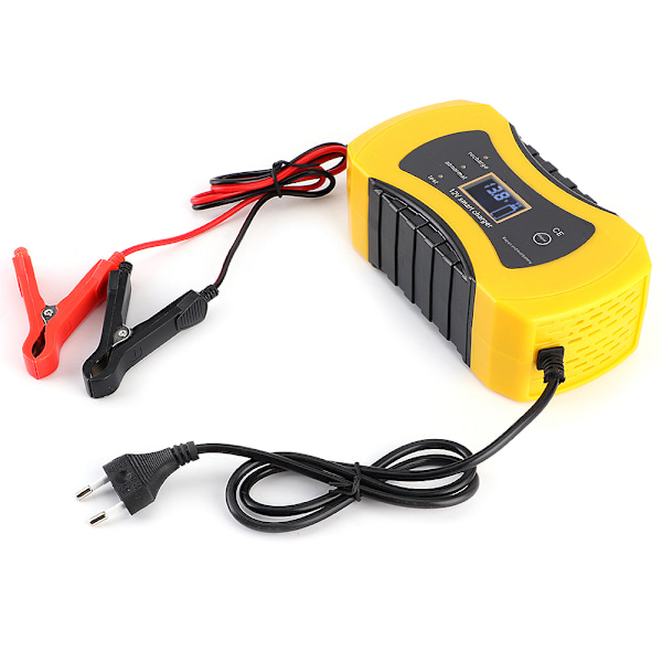 12V 8A oplader til bilmotorcykel blybatterier omvendt polaritetsbeskyttelse kortslutningsbeskyttelse spændingsstrømsdisplay EU 100-240V (EU )