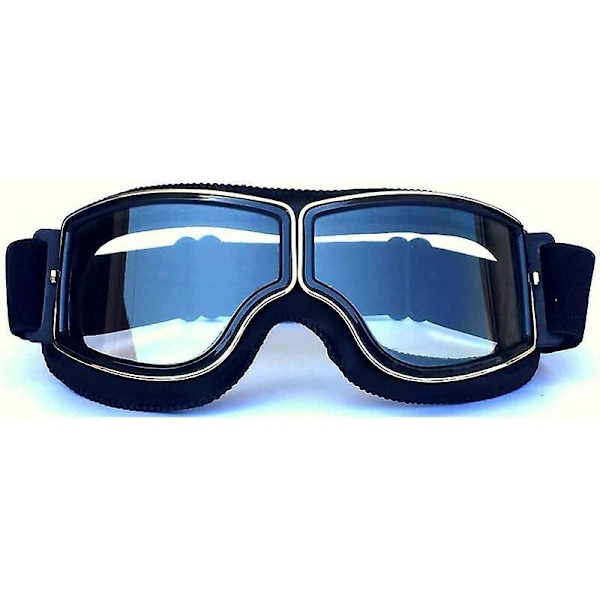 Motorcycle Goggles, 18x8cm, Black Frame with Clear Lens