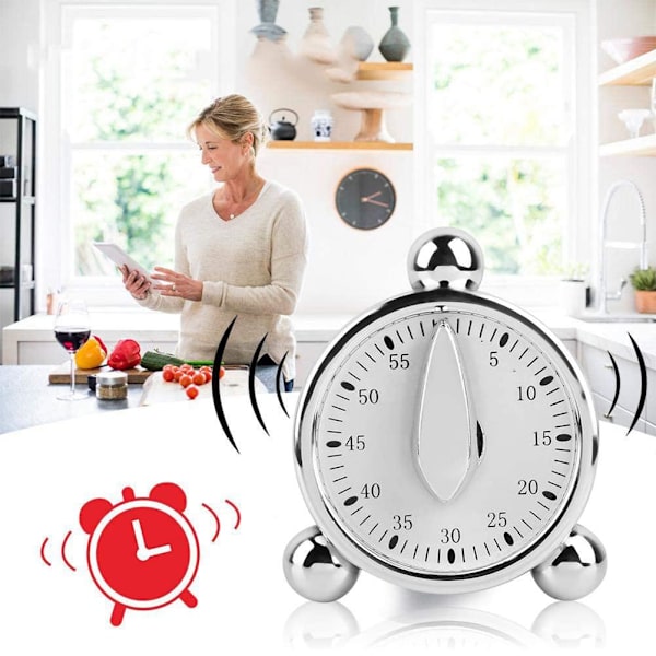 Køkken Timer Nedtællingsalarmur 60 Minutter Mekanisk Visuel Timer til Madlavning Bagning Børn Klasseværelse Mødeledelse Undervisning