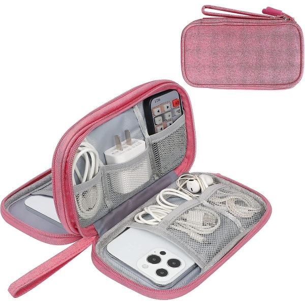 Dubbellagers kabelorganisatorväska: Travel Gadget Bag för kablar, Power Bank, USB enhet
