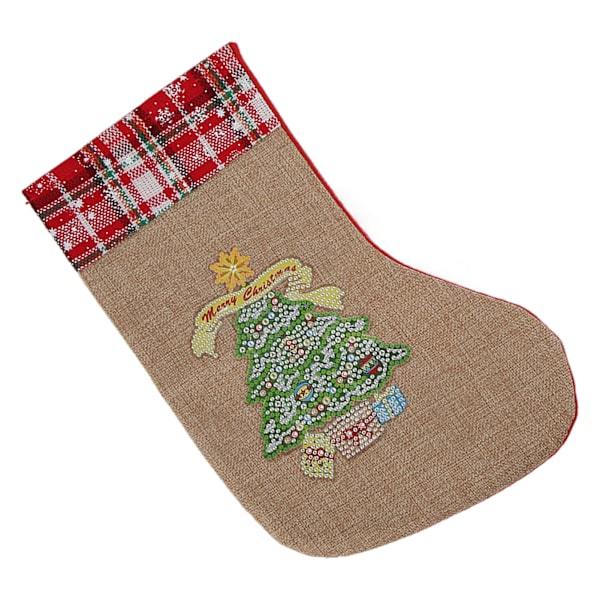 Julstrumpor i linne och flanellmaterial, ljusa färger, utsökt design, dekorationer och prydnader för högtiden