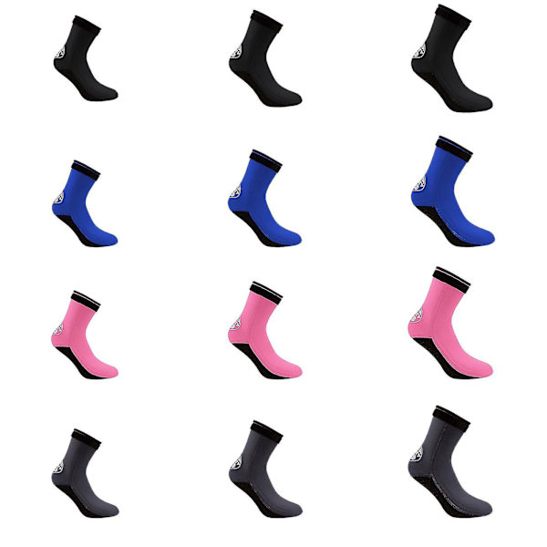 3mm neopreeniset snorkkelisukat naisille ja miehille - uinti-, sukellus- ja surffauskengät (musta)