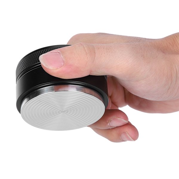 Höjdjusterbar kaffedistributör i rostfritt stål med halkfri gängbas, kaffeaccessoar (58 mm svart gängbas)