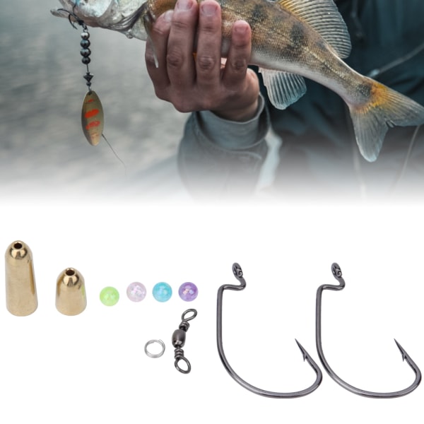 115 stk kobberfarge fiskesluker 8 formede ringperler Kroker Doble ringer fiskeutstyr tilbehørssett