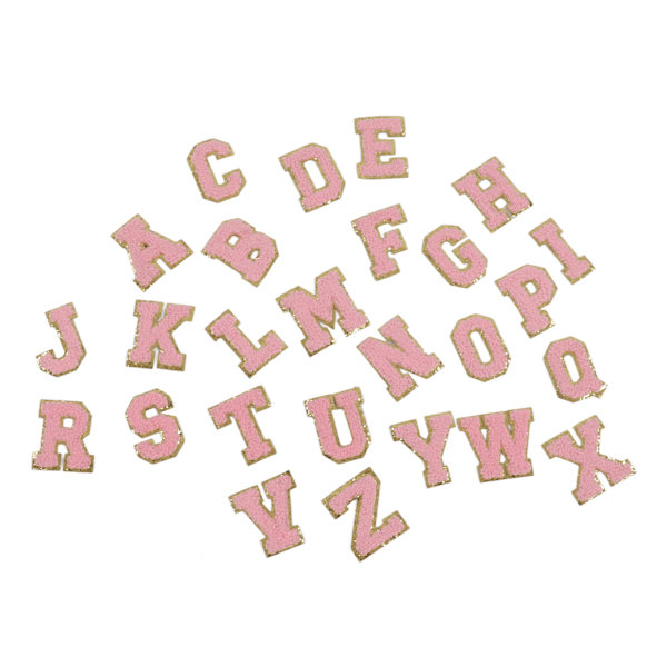 Pink Bogstav Patches 26 Bogstaver Design Personlig Smukke Stryge På Patches til DIY Reparation Tøj Dekoration