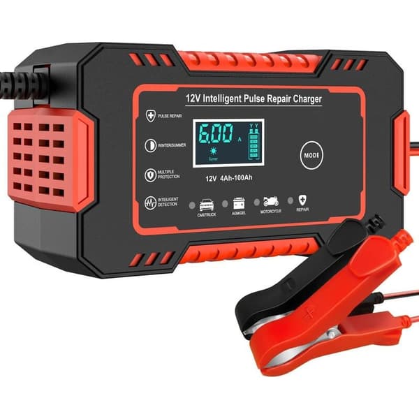 12V 6A Smart Batterilader – Desulfator med temperaturkompensasjon – LCD-skjerm – For blybatterier