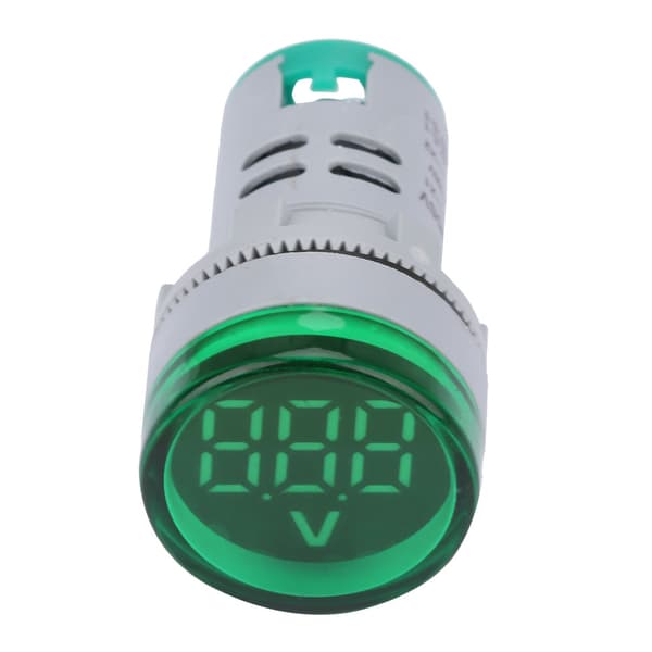LED Voltmeter Signal Light Digital Display DC Spenningsmåler Indikator Rund Lampe Tester (Grønn)