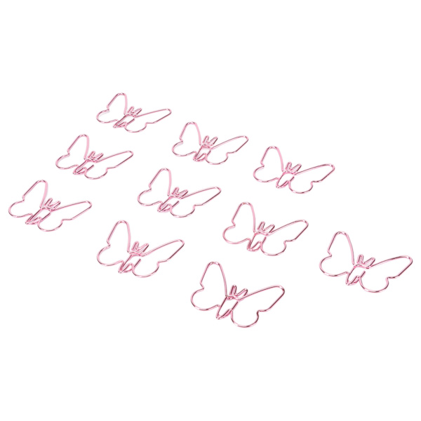 100 stk formet papir klips rosa sommerfugler form metall søt stil lett bærbar kontor klips for dokument