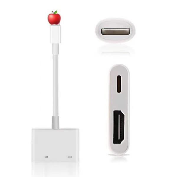 til IOS til HD Multimedia Interface Adapter Video Audio Sync HD Digital AV Adapterkabel til iPhone til TV Hvid